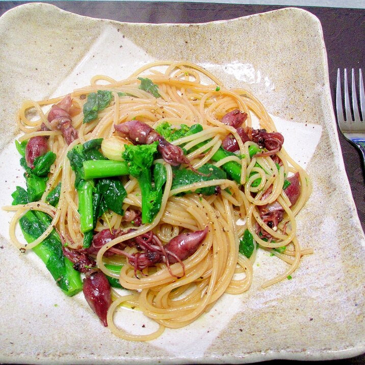 春を味わう☆ホタルイカと菜花のスパゲッティ